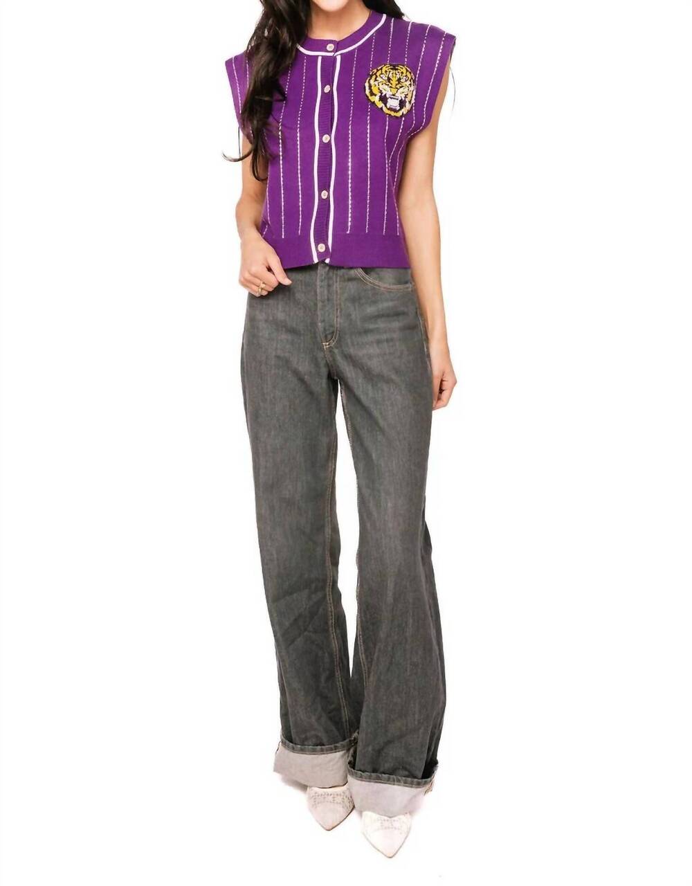 NEW QUEEN OF SPARKLES lsu college team vest in purple